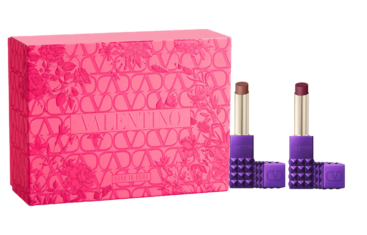 Valentino Помада матовая Wilderness Purple Double Studs, легко растушевывается, стойкая, 2,3 г+2,3 г, Two-Piece Set: Rivet Lip Gloss, Wilderness Purple Limited 134R+Rivet Lip Gloss, Wilderness Purple Limited 505R