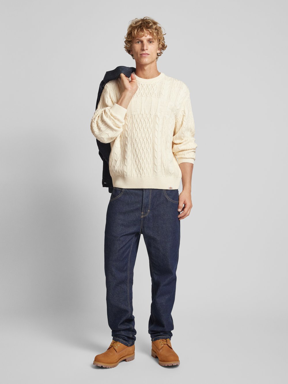 

Вязаный свитер с ребристыми манжетами Dickies, кремовый