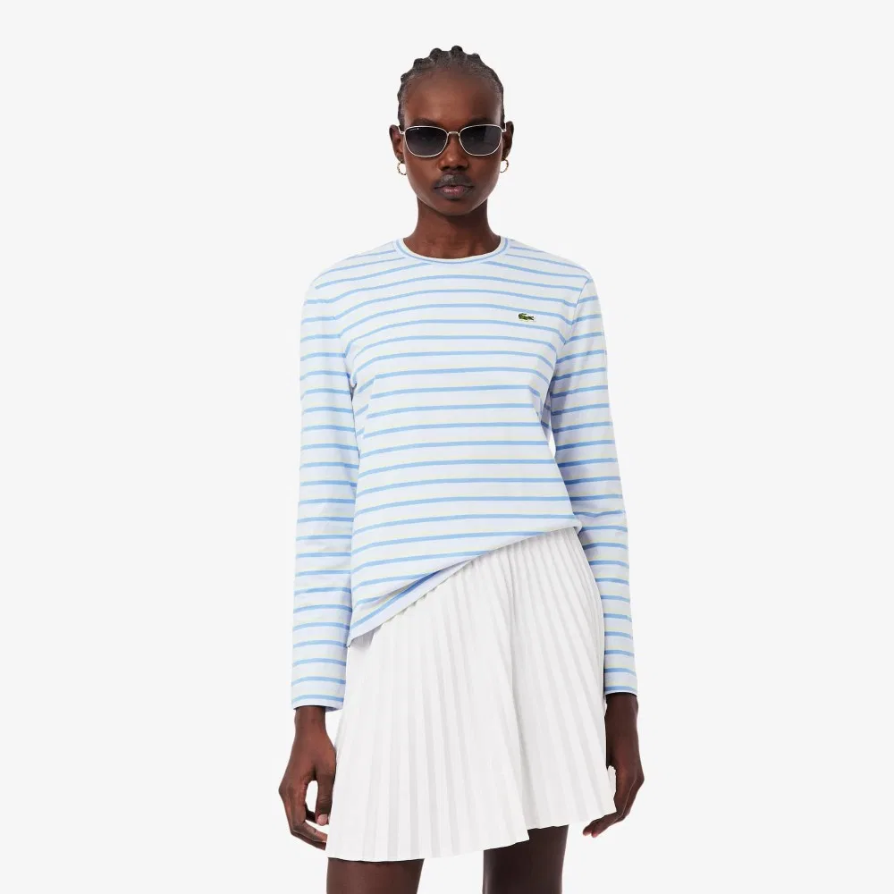 Футболка Lacoste с длинным рукавом, мультиполоска, синяя