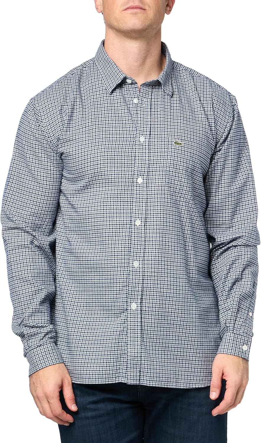 

Lacoste мужская длинная рубашка в клетку Gingham на пуговицах, Abysm Popeline