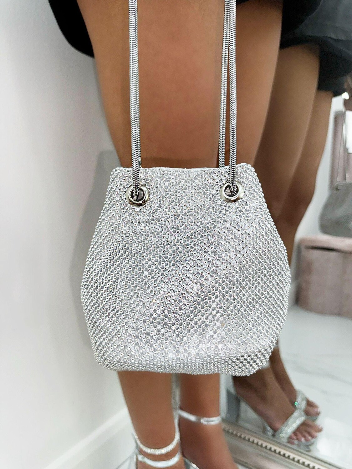 

Мини-сумка с кристаллами Love Lemonade, серебро