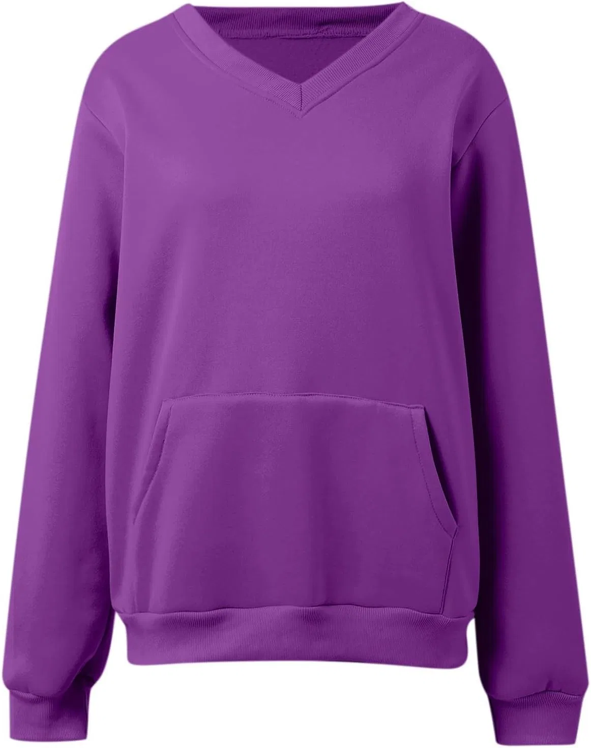 Худи без капюшона с V-образным вырезом, с карманами, свободное, Purple