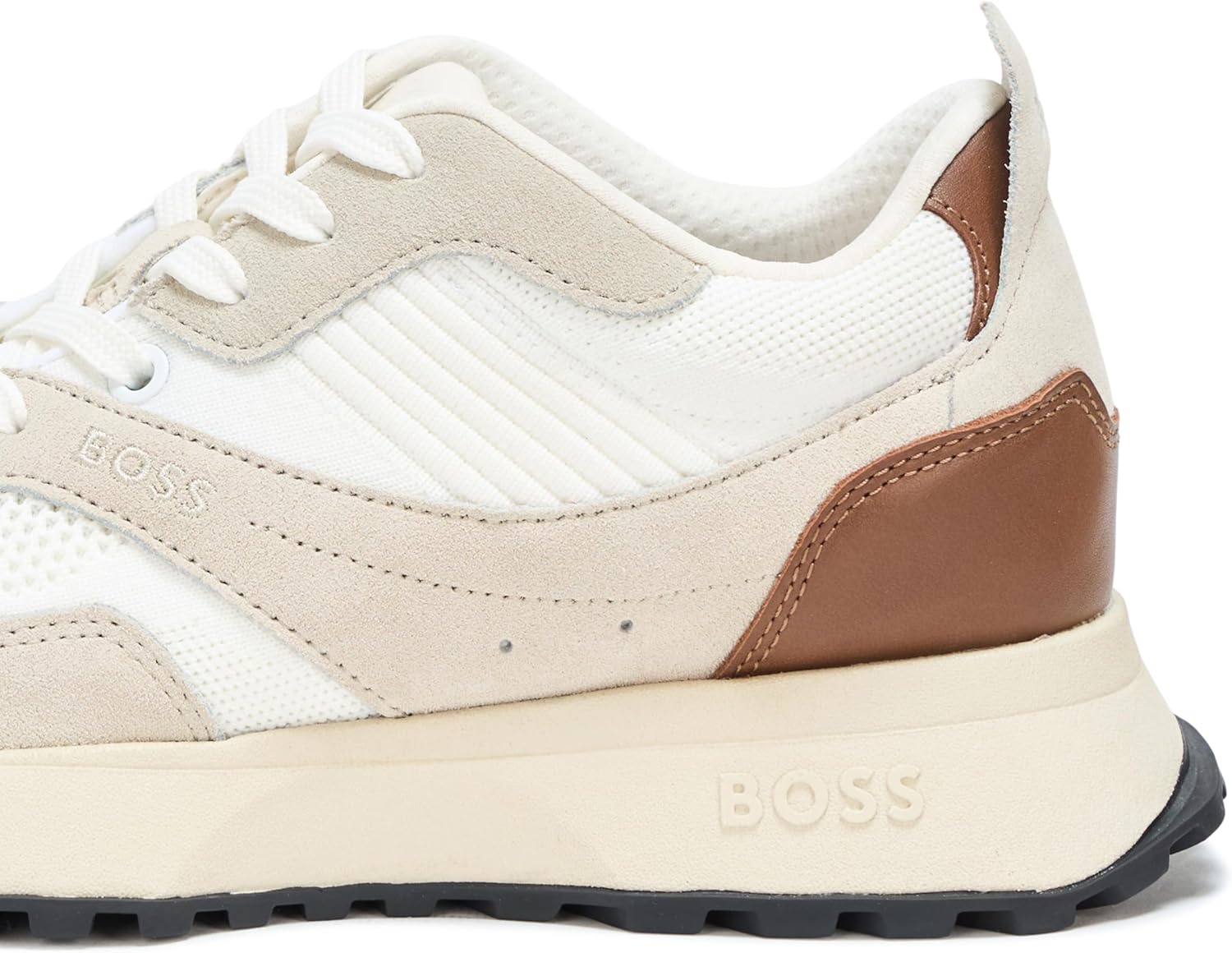BOSS мужские кроссовки на шнуровке с цветными блоками Hugo Boss, Alabaster, Extra White — фото 4