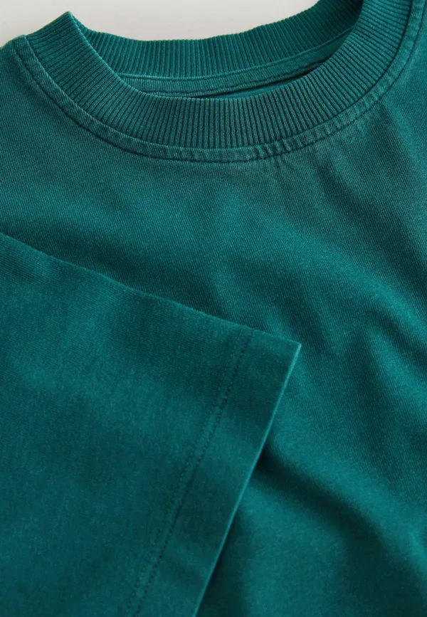 Футболка Regular fit, Next, модель washed chest embroidery t-shirt, зеленая — фото 3