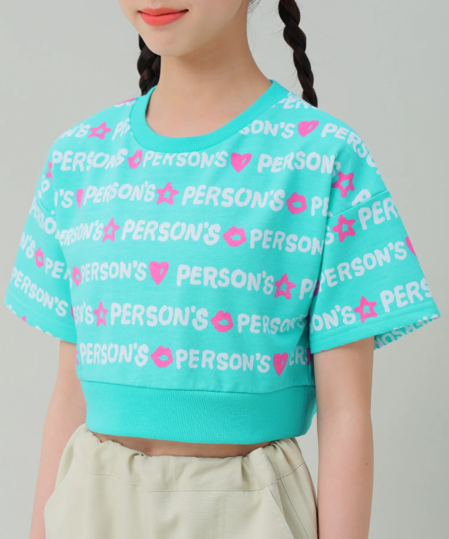 Детский короткий свитшот с принтом Person's collection PXANR251009 бежевый — фото 4