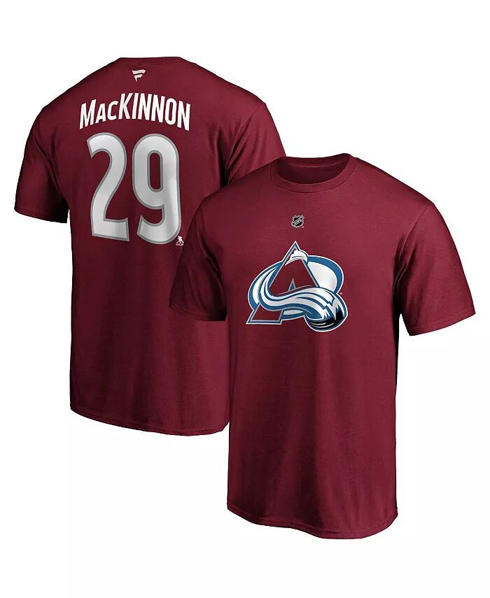 

Футболка мужская Nathan Mackinnon бордового цвета Colorado Avalanche с большой и высокой надписью и номером Fanatics