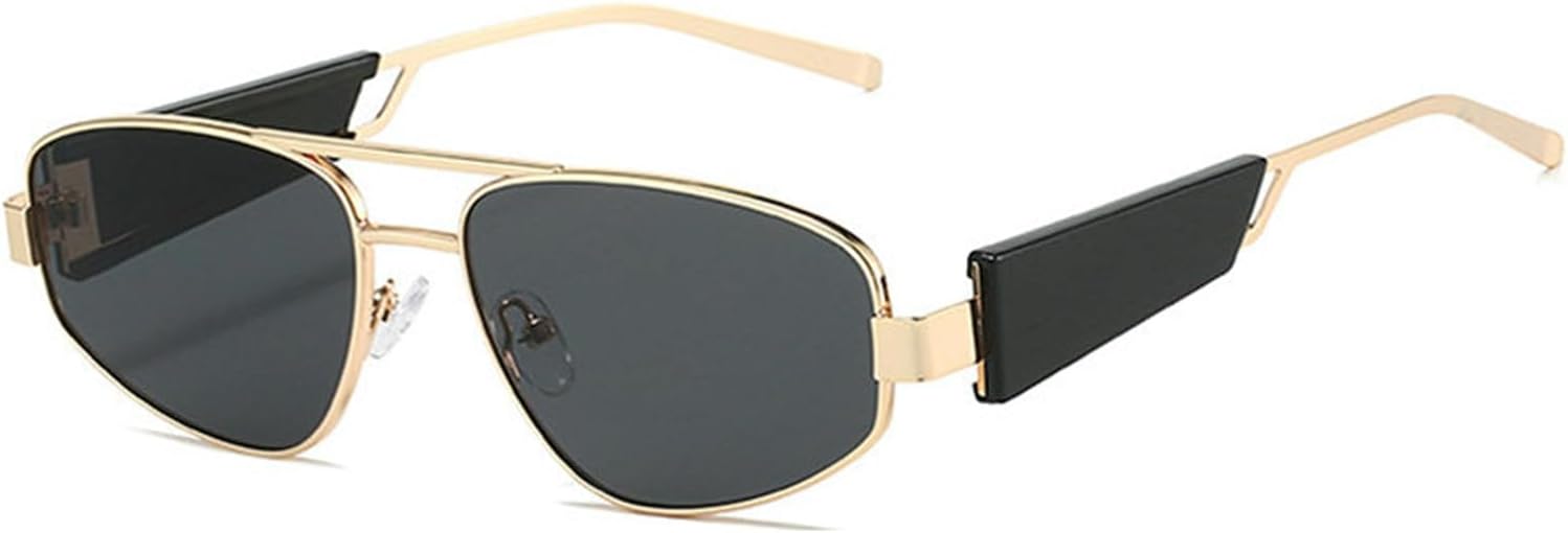 

Willochra Женские солнцезащитные очки с двойной перемычкой овальной формы Модные роскошные маленькие сексуальные узкие солнцезащитные очки в винтажном стиле панк, Gold Black