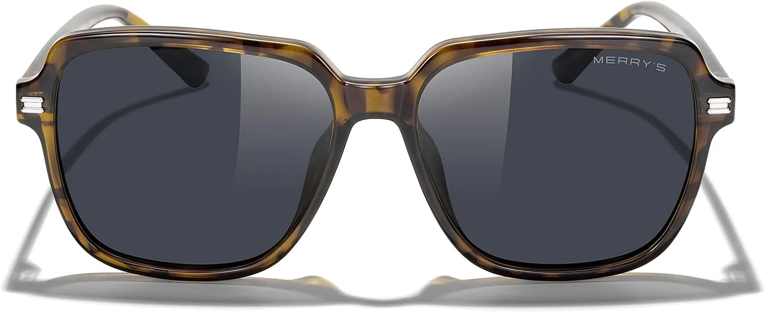 

Ретро-квадратные поляризованные солнцезащитные очки MERRY для женщин и мужчин, классические модные солнцезащитные очки S6030 MERRY'S, Leopard Frame/Black Lens