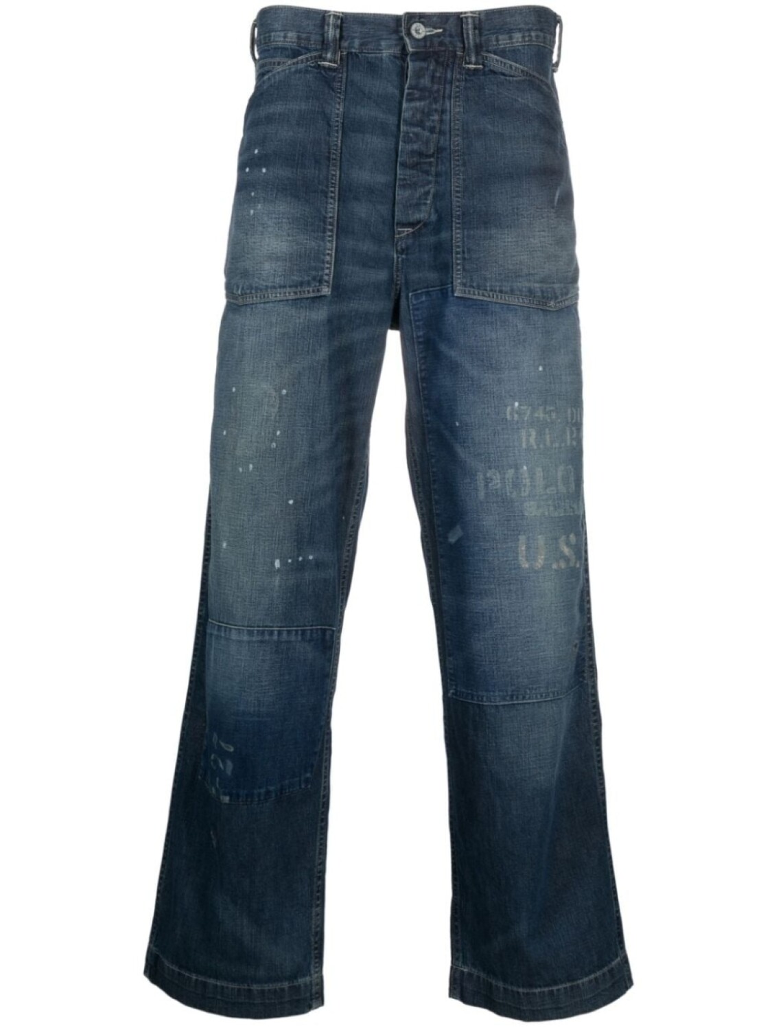 

Polo Ralph Lauren широкие джинсы с эффектом потертости, синий
