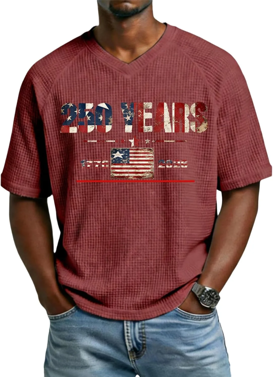 

Футболка мужская America 250 waffle knit v-neck RALUEMID
