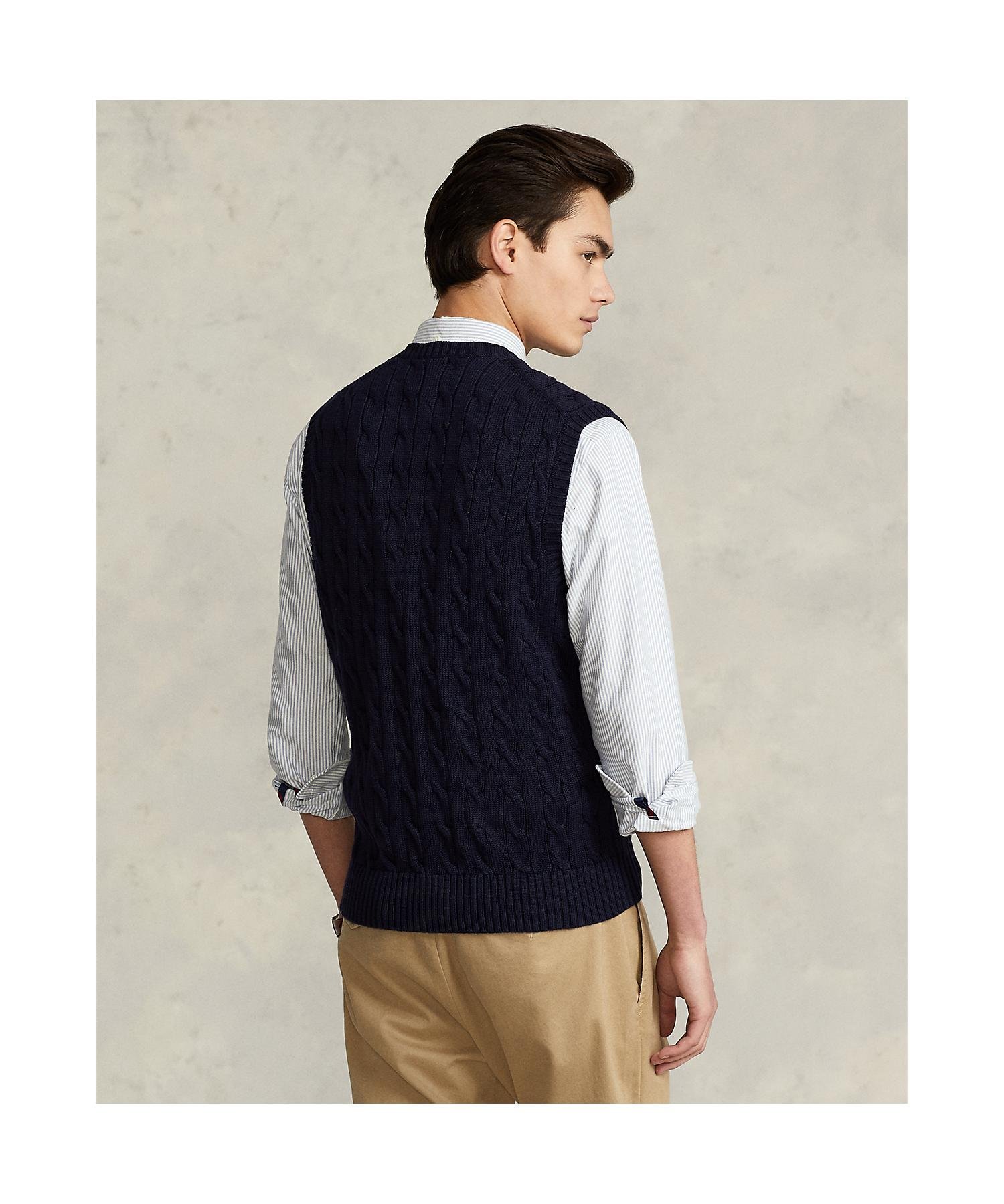 Хлопковый жилет с косами Polo Ralph Lauren, 400 Blue — фото 4