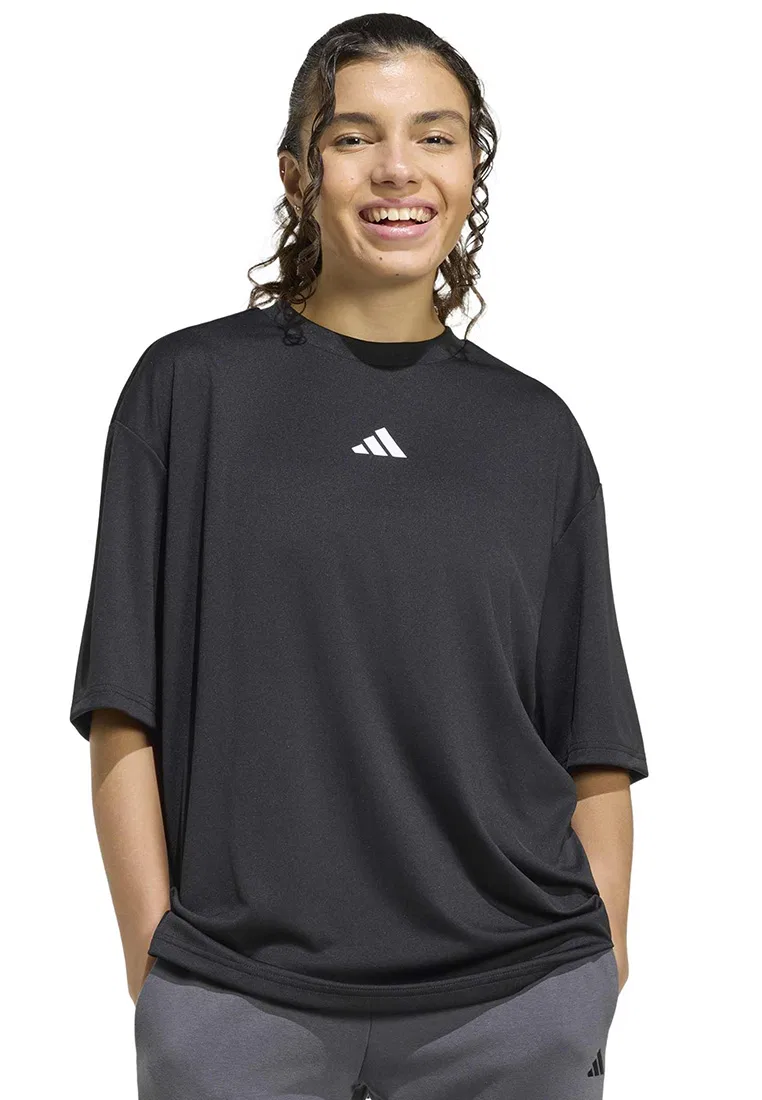 Футболка с принтом, спортивная, мягкая, для женщин Adidas, черный