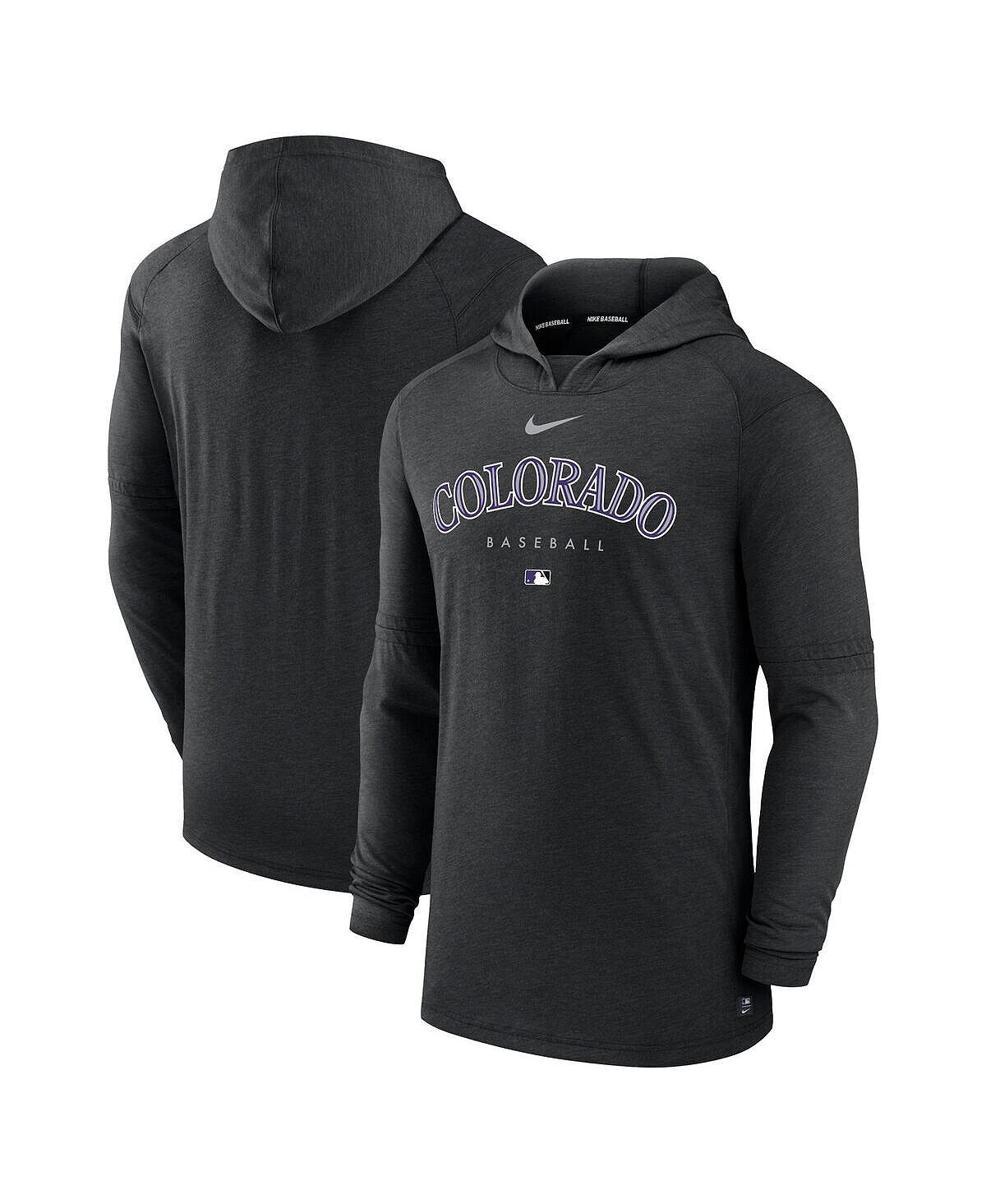 

Мужской пуловер с капюшоном из аутентичной коллекции Heather Black Colorado Rockies Early Work Tri-Blend Performance Nike