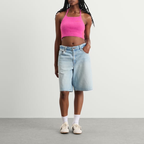 Пушистый вязаный топ с завязками на шее Adidas, Semi Lucid Fuchsia — фото 4