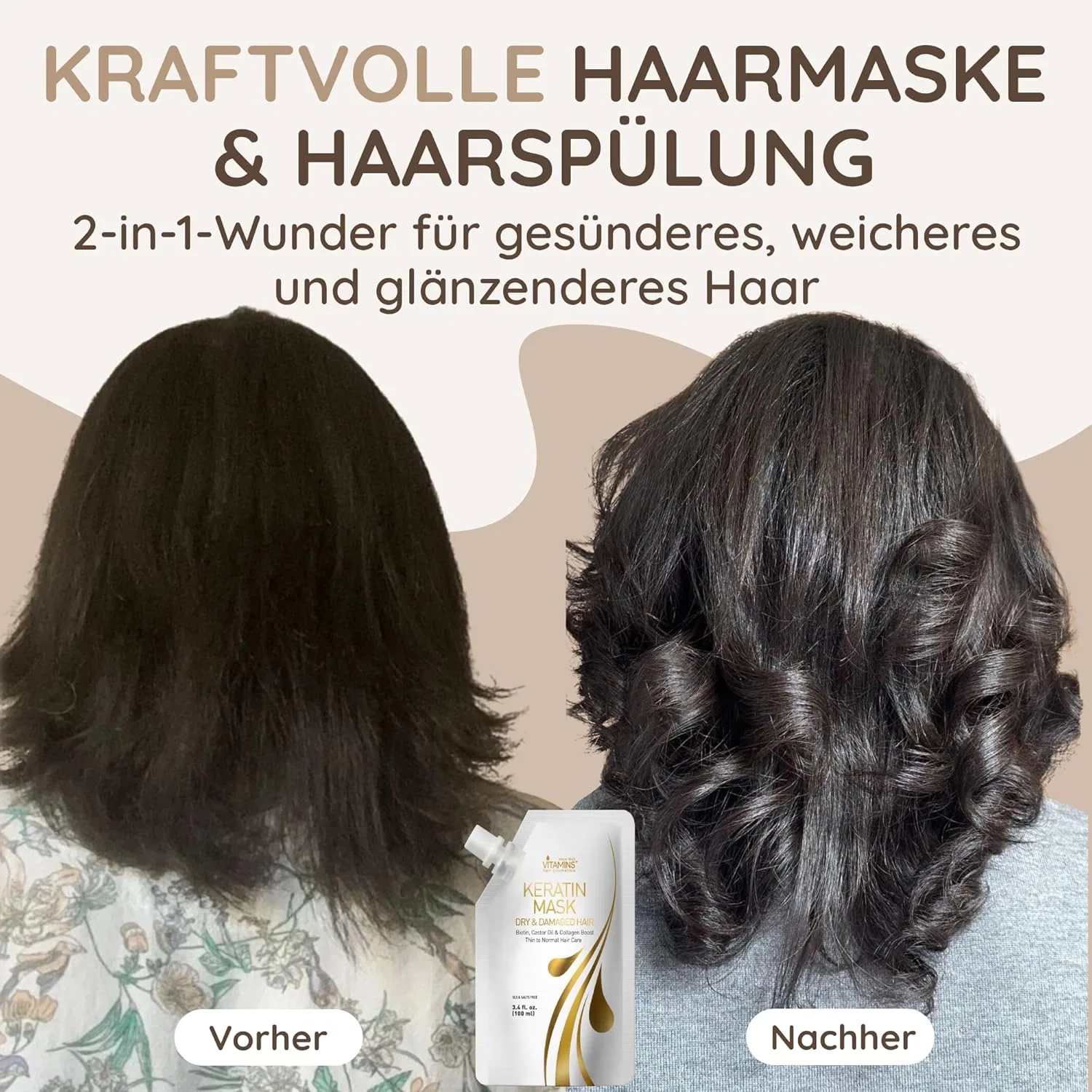 Восстанавливающая кератиновая маска для волос от Vitamins Hair Mask Vitamins Hair Cosmetics — фото 2