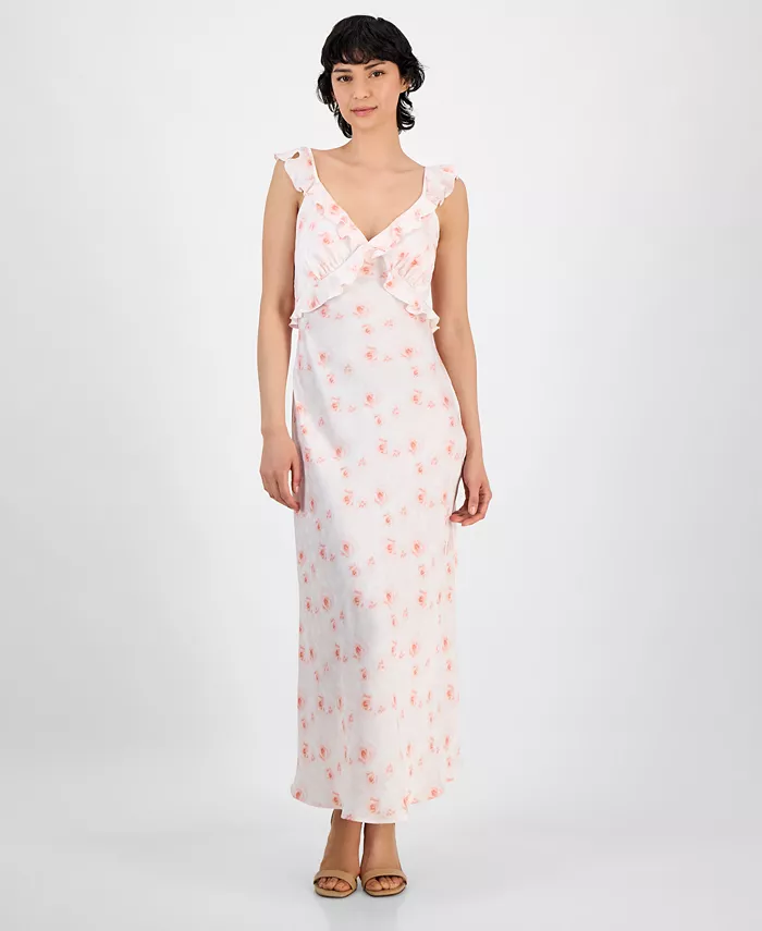 

Женское платье-комбинация с рюшами и перекрещивающимися бретелями And Now This, розовый