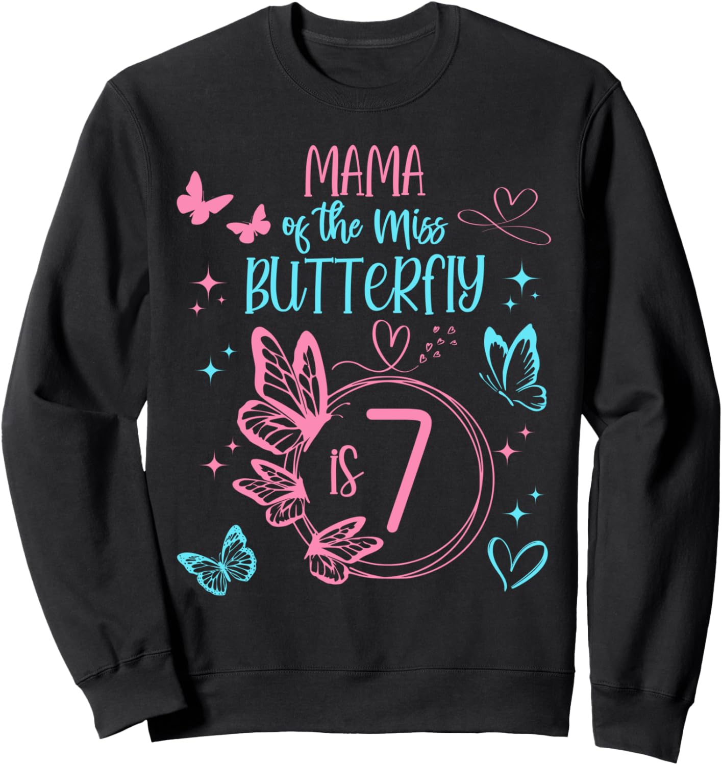

Толстовка с тематикой Мама Мисс Бабочки, 7-летие, для девочки 7 лет Family Look Pastel Butterfly Decorations Gifts, черный