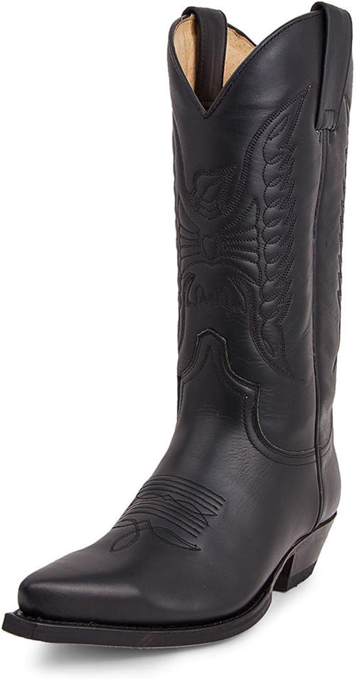 

Мужские ковбойские сапоги Plusfish с заостренным носком, вестерн-сапоги, прочные классические с вышивкой, на подъем, противоскользящие, деревенский стиль, черный