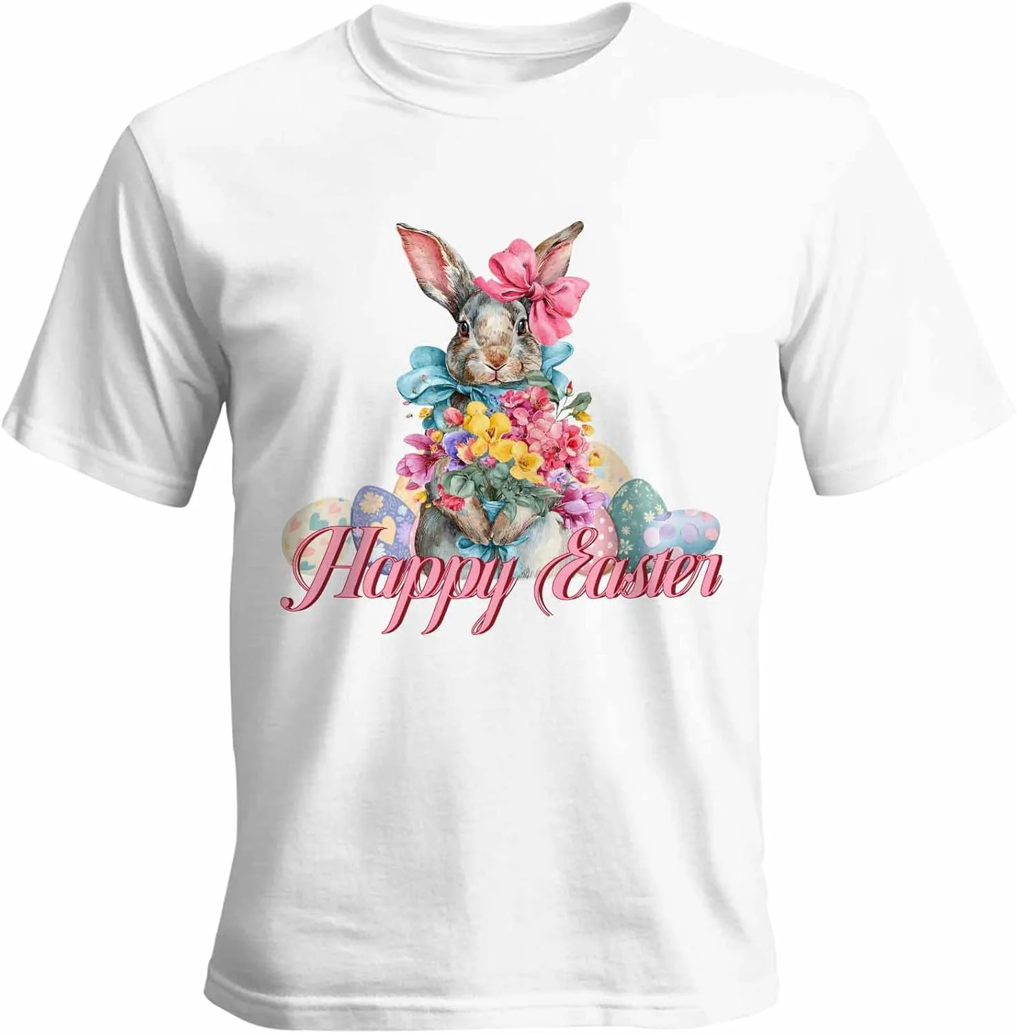 

Футболка мужская, Short Sleeve Crewneck, Easter Rabbit Colorful Egg Quibro Zynth