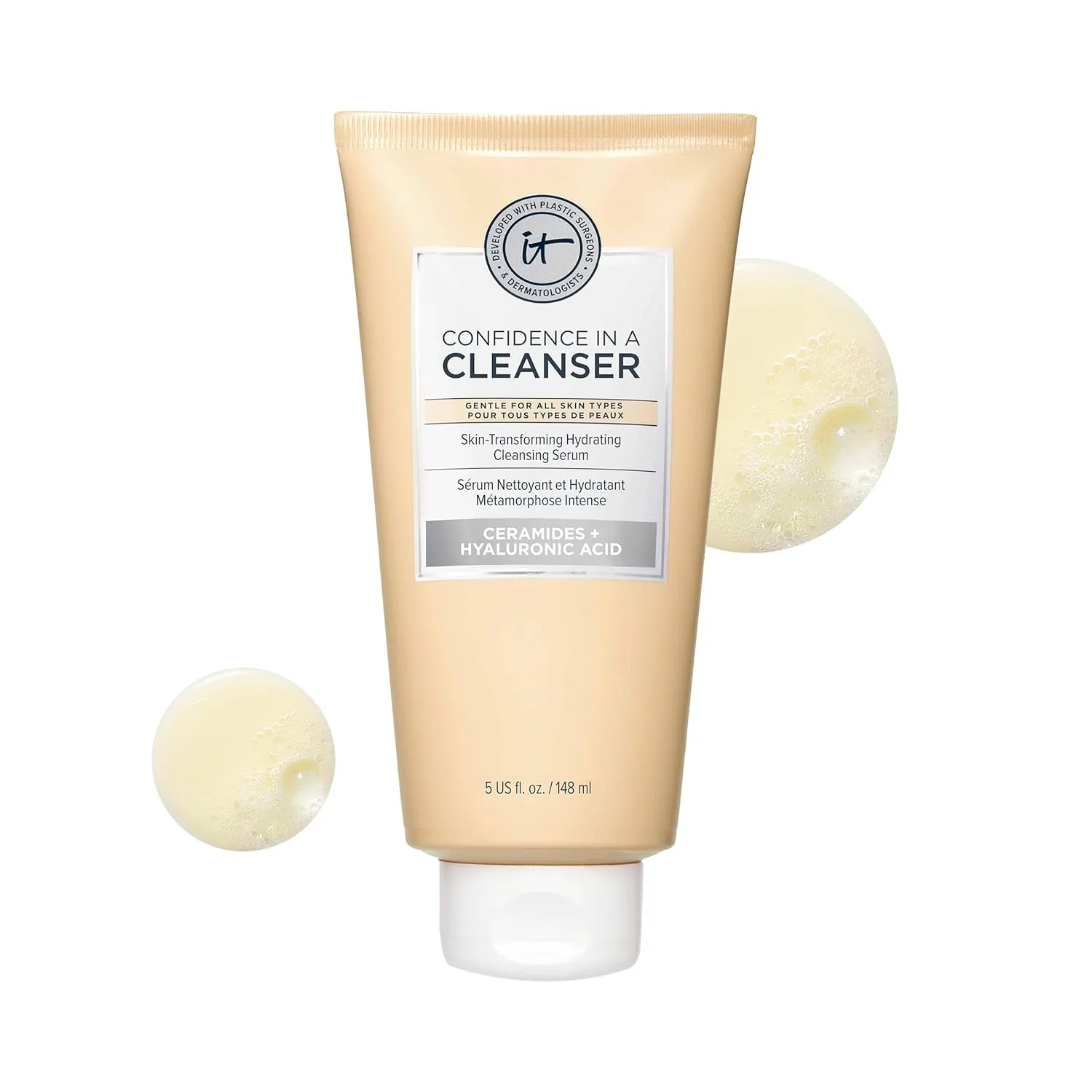 Пенка для умывания It Cosmetics — Confidence in a Cleanser - увлажняющая с гиалуроновой кислотой и церамидами, нежный, 148 мл