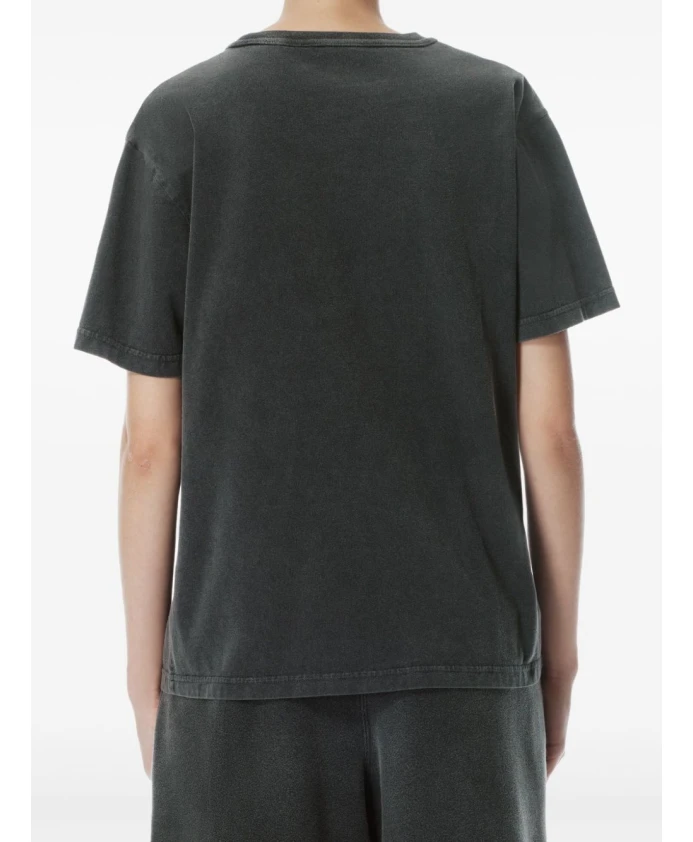 Хлопковая футболка с потертым логотипом Alexander Wang, черный — фото 3