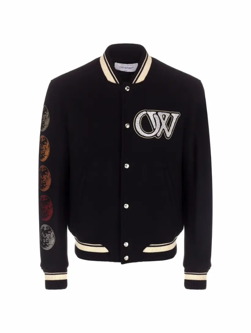 

Шерстяной бомбер Cryst moon phase Off-White, черный