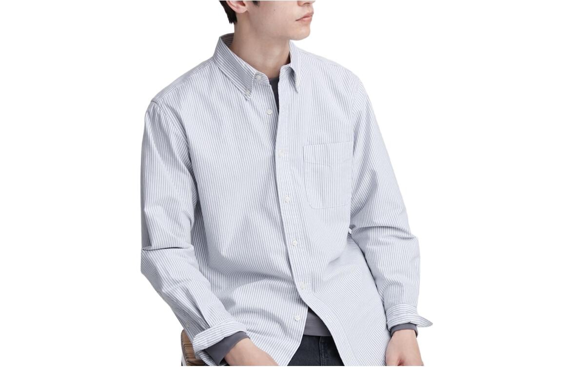

Рубашка мужская асфальтово-серая Uniqlo, серый