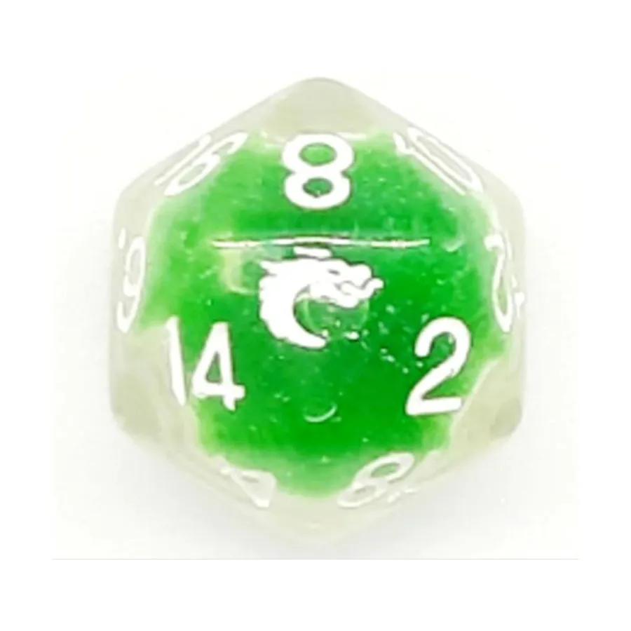 

d20 — зеленый металлик, Liquid Infused Dice