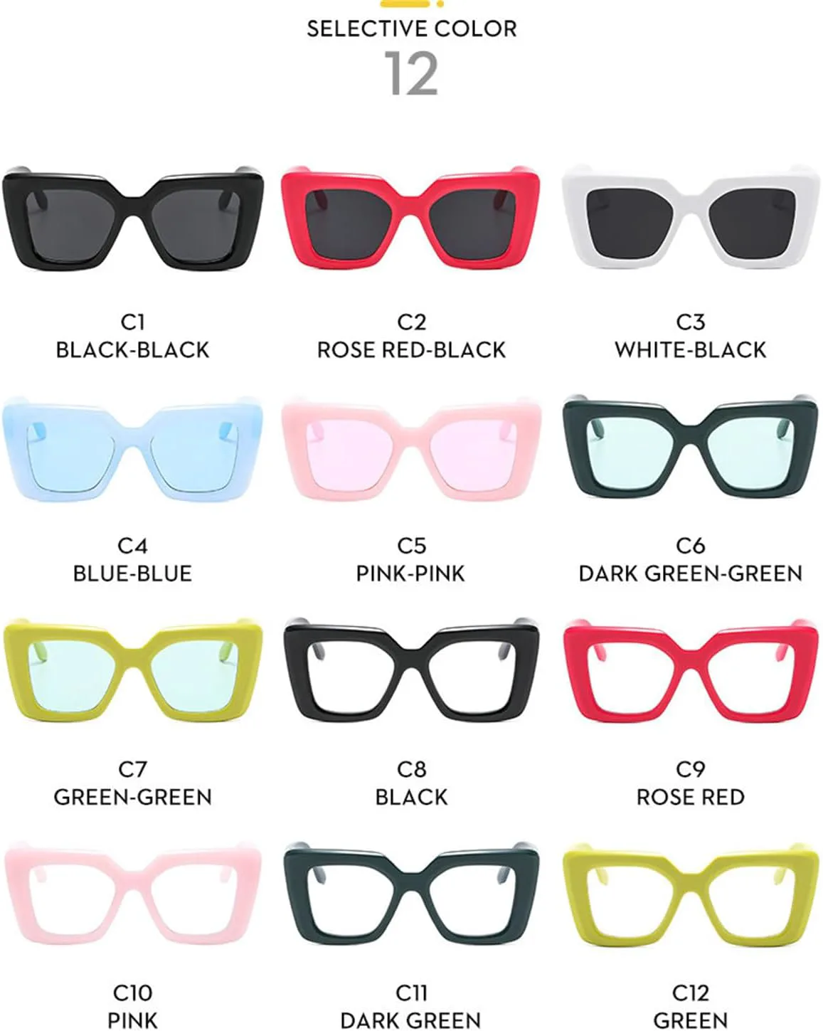 

Willochra Модные солнцезащитные очки большого размера в конфетных тонах для женщин, стильная оправа, милый дизайн «кошачий глаз», защита от ультрафиолета UV400, C7