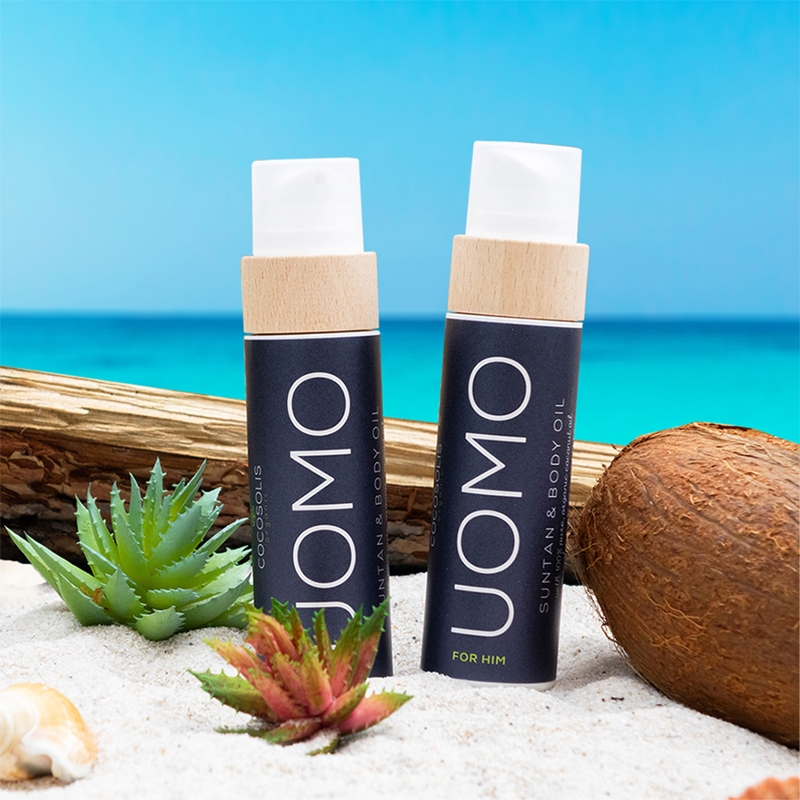 Питательное масло для загара Uomo Skin-Nourishing без солнцезащитного фактора Cocosolis, vyrams black coconut 110 мл — фото 2