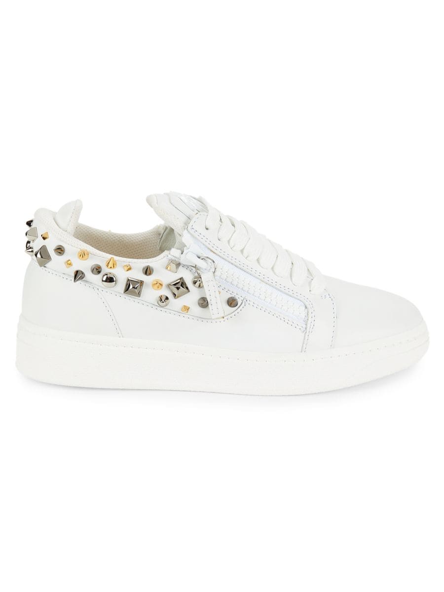 

Низкие кожаные кроссовки с заклепками Giuseppe Zanotti, цвет Bianco