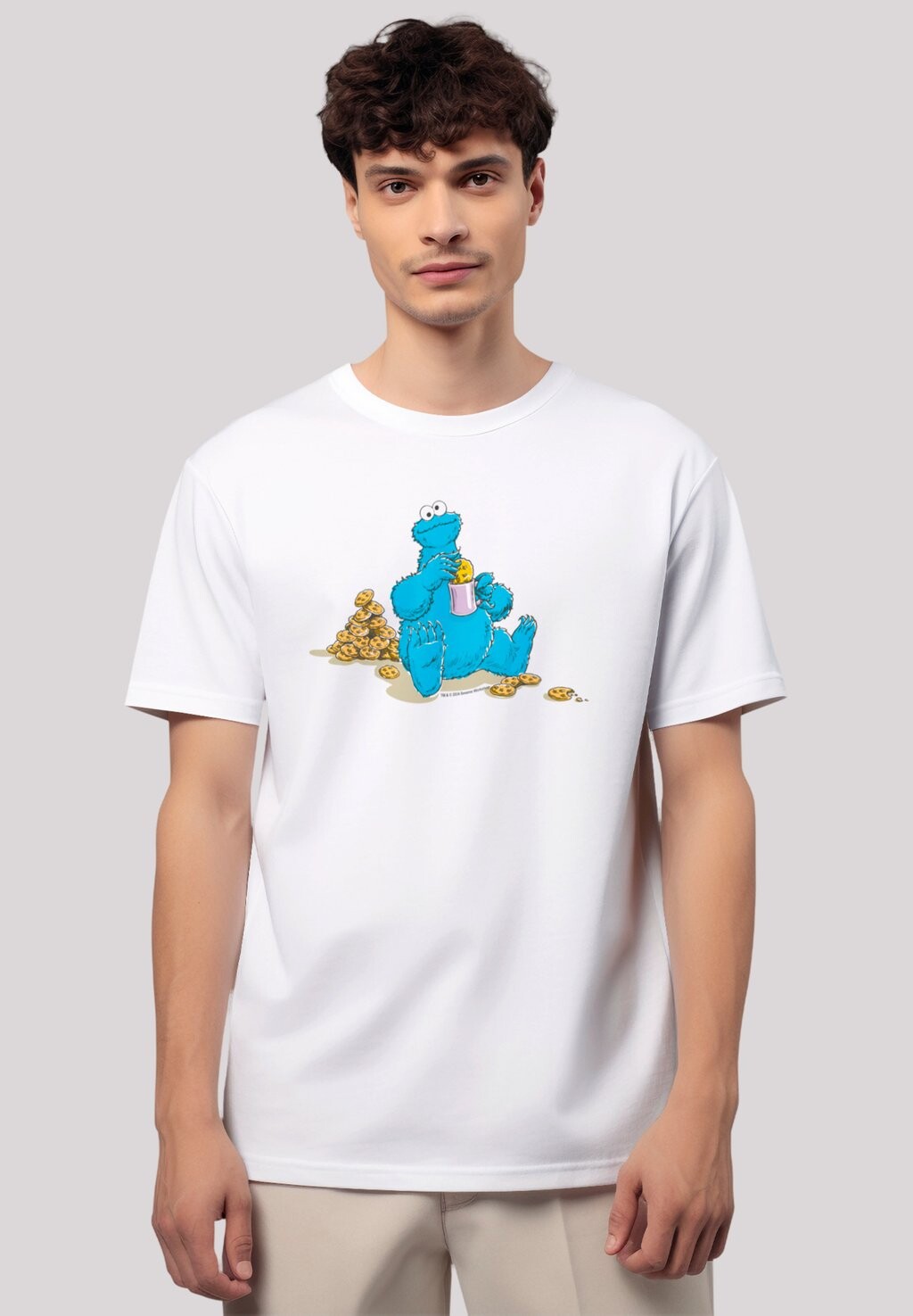 

Футболка с принтом SESAMSTRASSE COOKIE MONSTER COOCKIETIME F4NT4STIC, белый