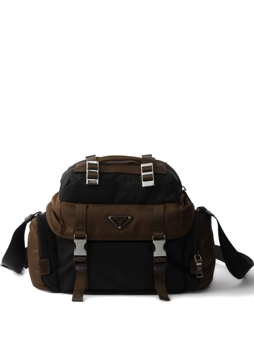 

Стеганая сумка через плечо с пряжкой Prada, черный