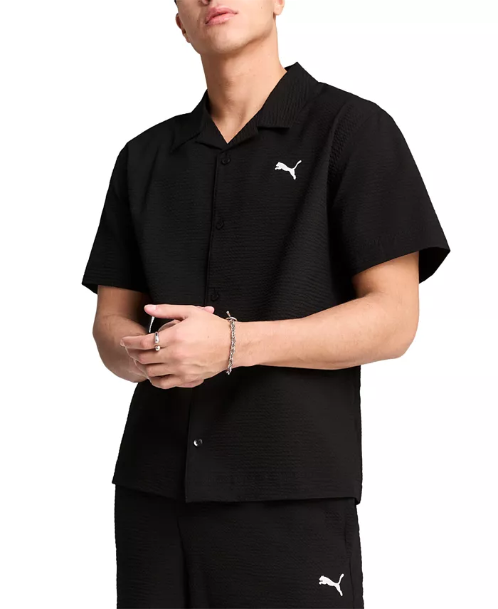 

Мужская классическая рубашка из пике с пуговицами Camp Shirt Puma, черный