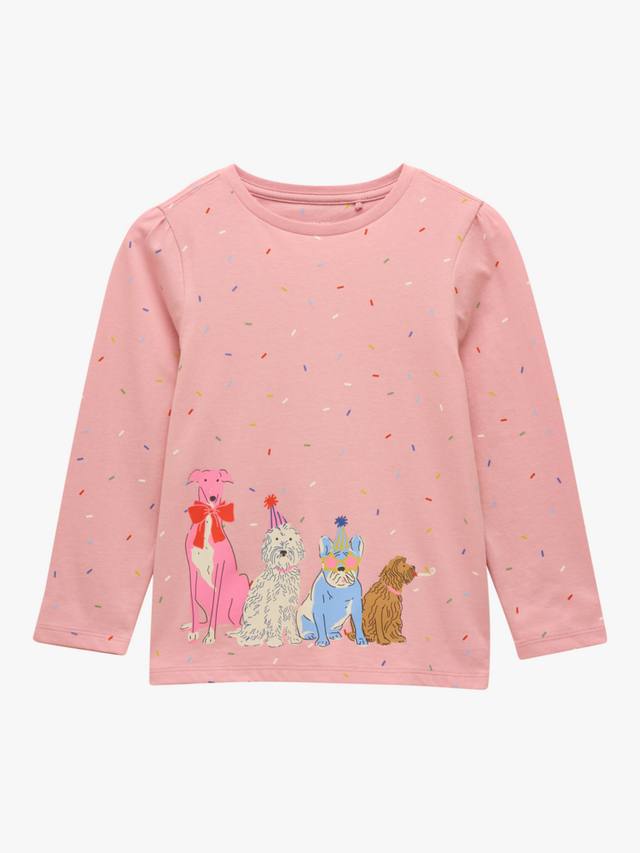 

Детская хлопковая футболка с длинным рукавом и принтом Joules, Pink