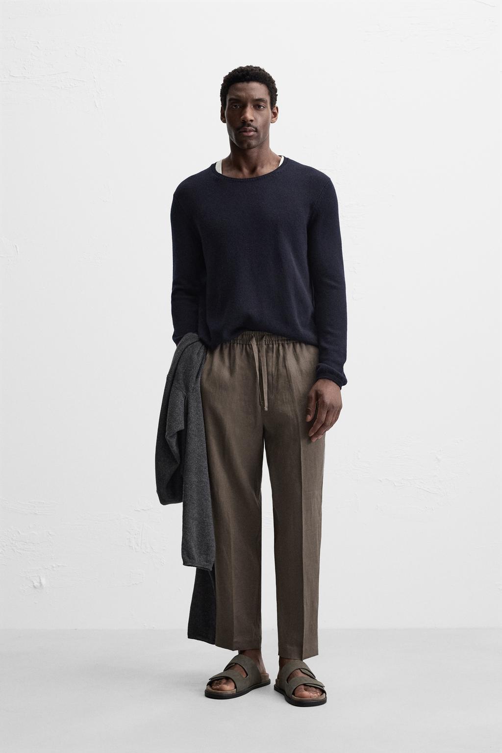 

Брюки из 100% льна ZARA, цвет Brown/Taupe