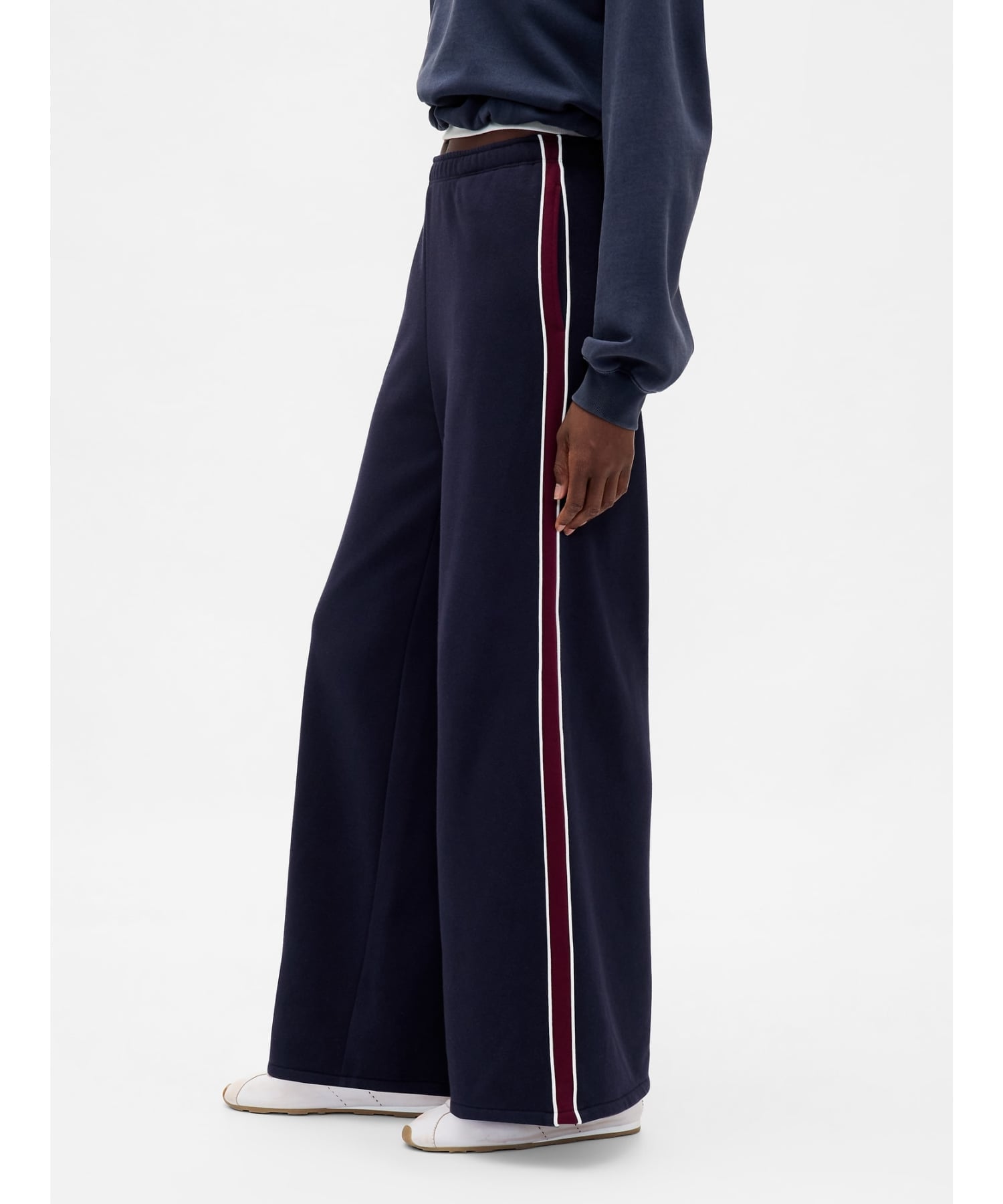 (W) Винтажные мягкие широкие спортивные штаны свободного кроя GAP, NAVY_UNIFORM_STRIPE — фото 3