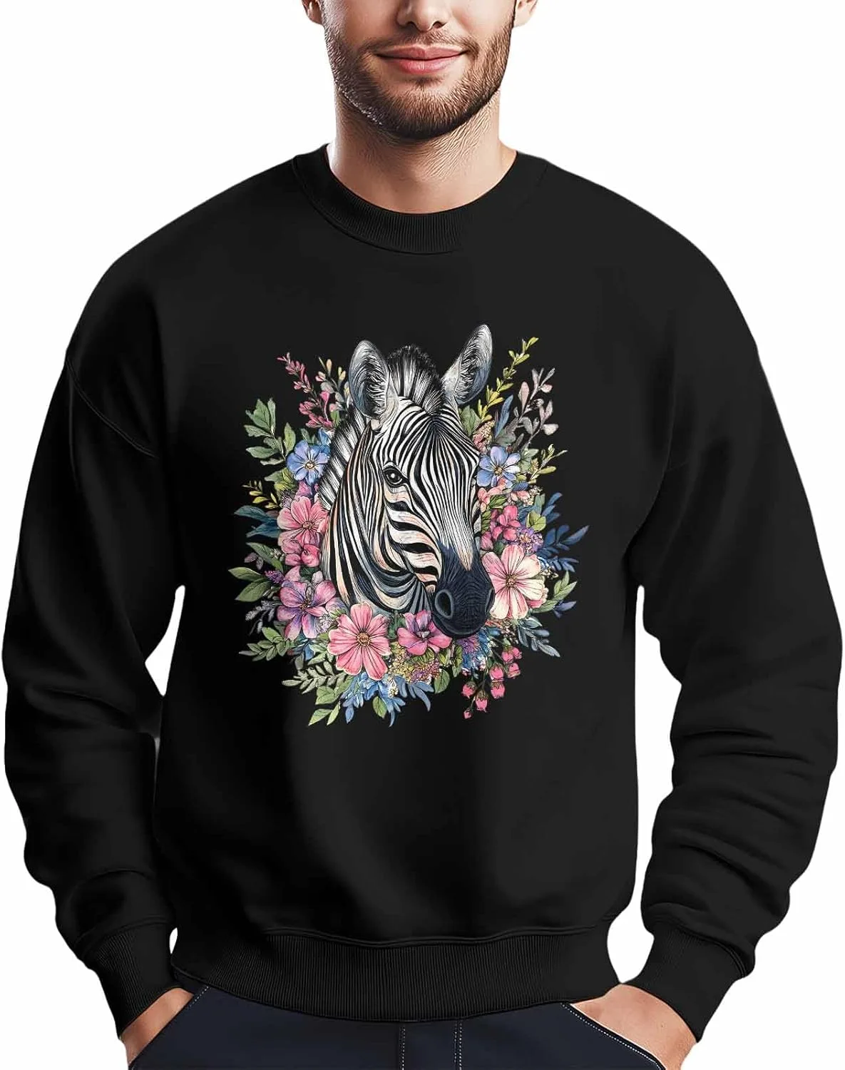 

Мужской свитшот с принтом "зебра в цветах" Winvebermior