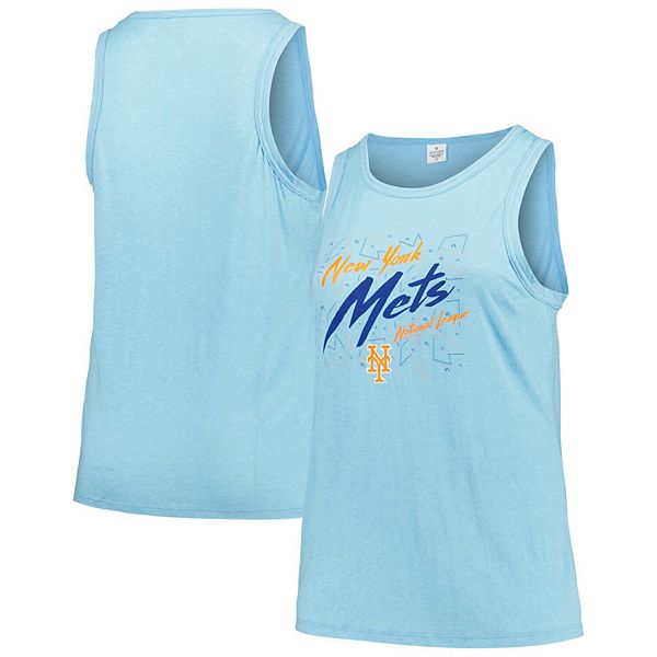 

Женская светло-голубая футболка-майка New York Mets Plus Size Curvy с высоким воротником Tri-Blend Soft As A Grape, Синий, Женская светло-голубая футболка-майка New York Mets Plus Size Curvy с высоким воротником Tri-Blend Soft As A Grape
