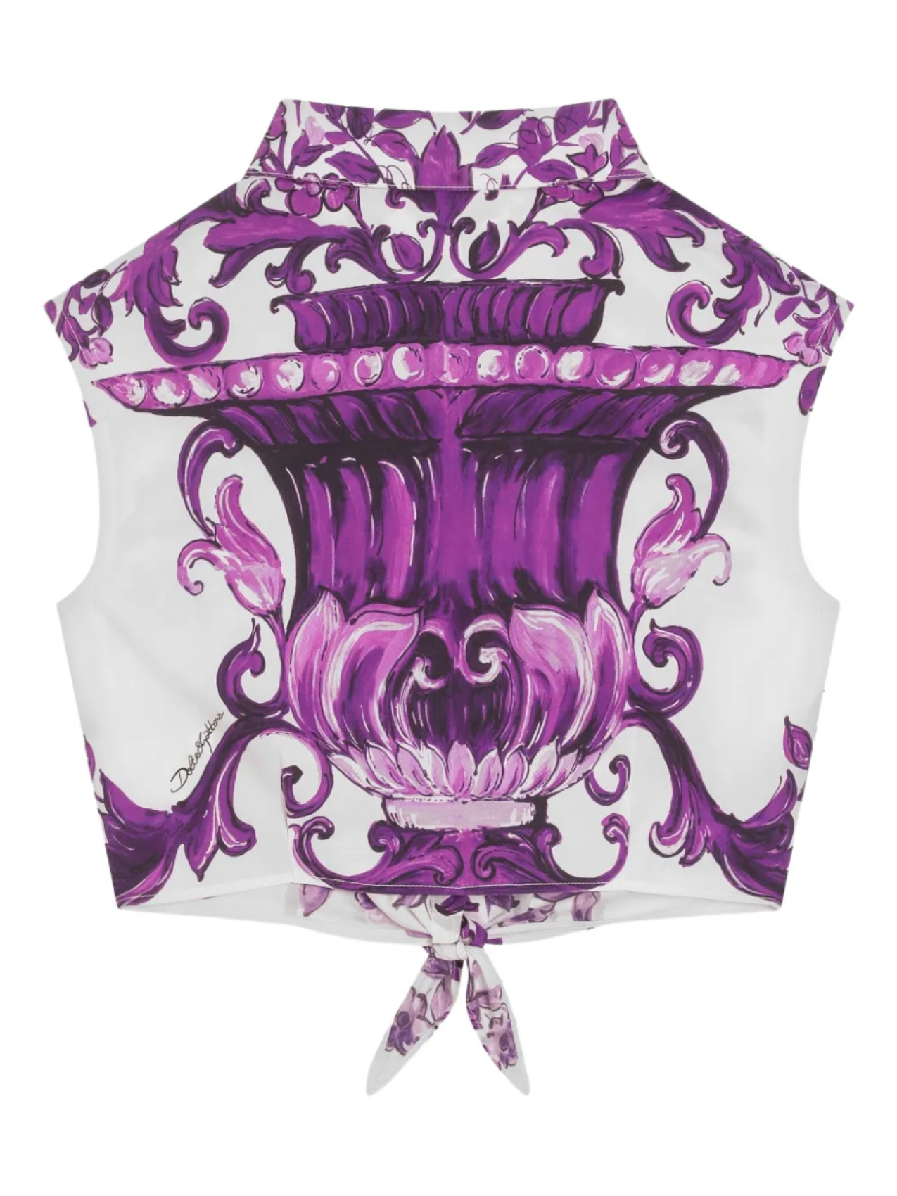 Dolce & Gabbana Kids поплиновая рубашка с принтом Majolica, фиолетовый — фото 2