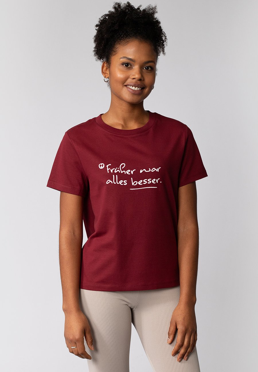 

Футболка watapparel FRÜHER WAR ALLES BESSER, Burgundy/Dark Red, Красный, Футболка watapparel FRÜHER WAR ALLES BESSER, Burgundy/Dark Red