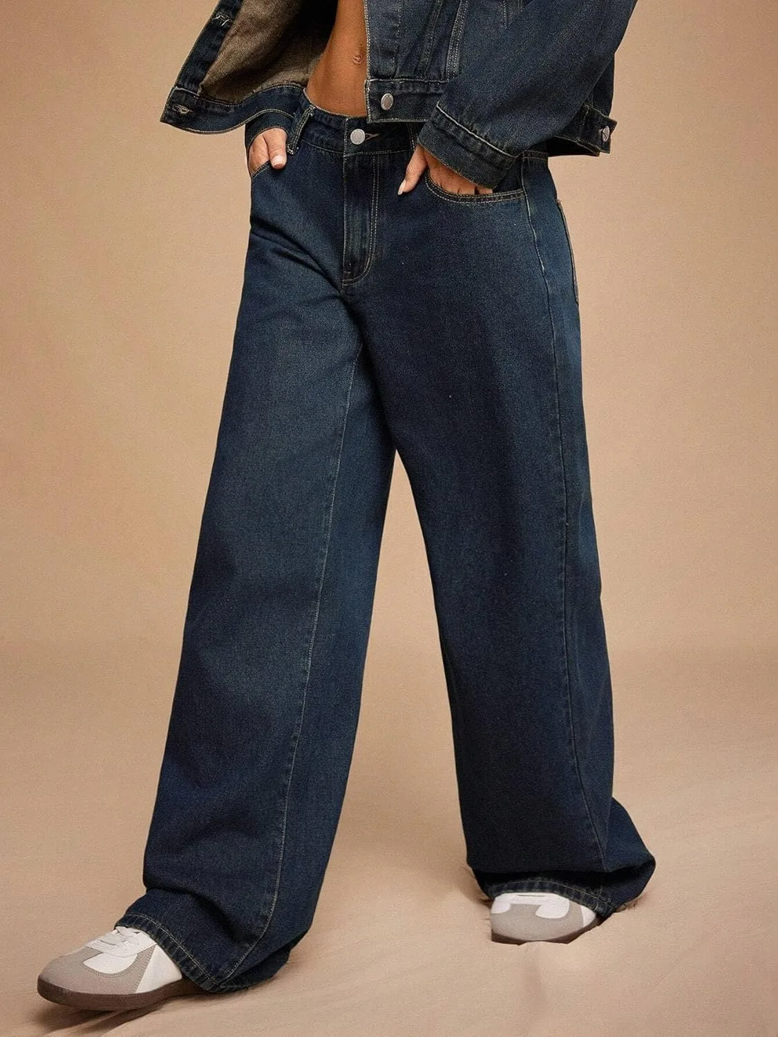 Женские классические джинсы Casual Washed Straight-Leg Generic, синий — фото 4