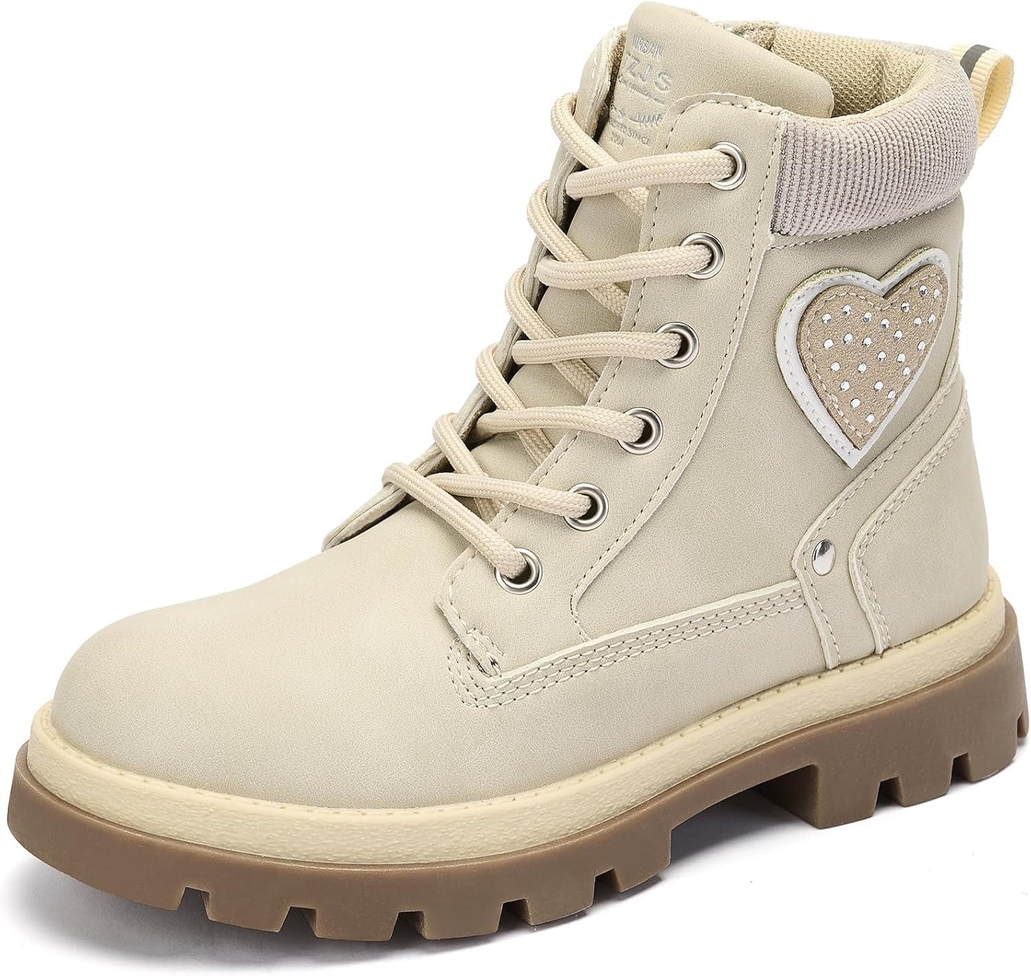 

Детские Ботинки TZJS для Девочек, С Молнией и Шнуровкой, Водонепроницаемые, Удобные Рабочие Ботинки, Модные Ботиночки для Маленьких Детей, Beige