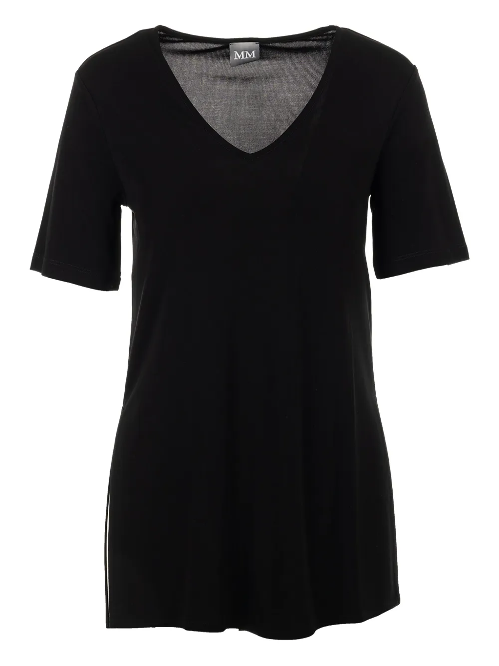 

Топ с V-образным вырезом и короткими рукавами MAX MARA, черный
