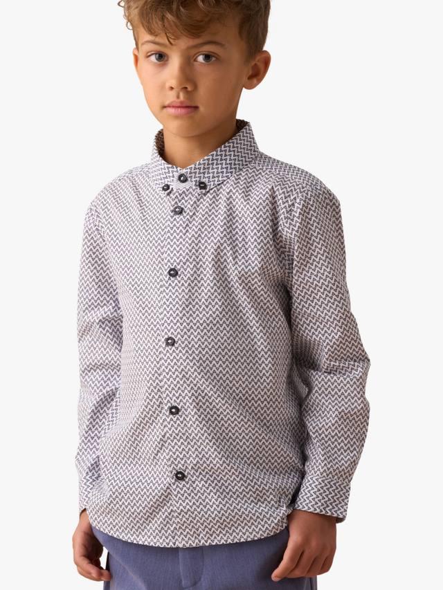 

Детская хлопковая рубашка с геометрическим принтом Angel & Rocket, White/Multi