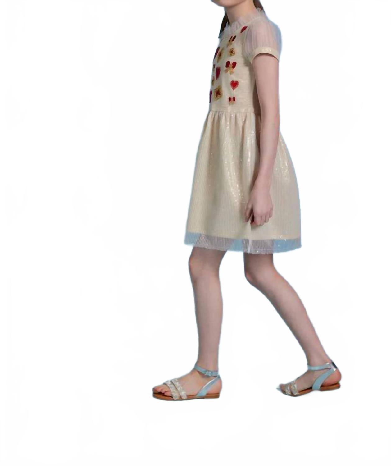 

Блестящее платье из тюля с вышивкой в бежевом цвете Sasha+Z