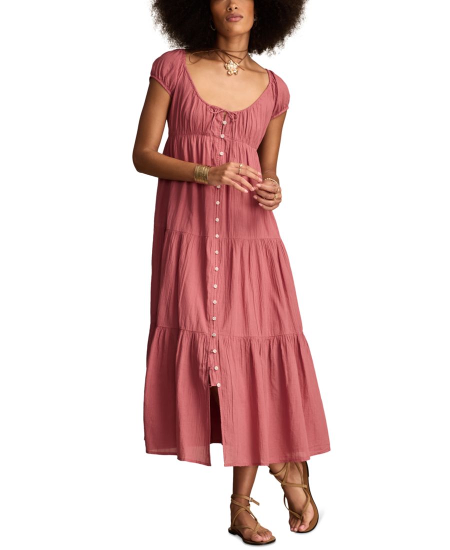 

Женское многоярусное платье миди на пуговицах спереди Lucky Brand, Earth Red