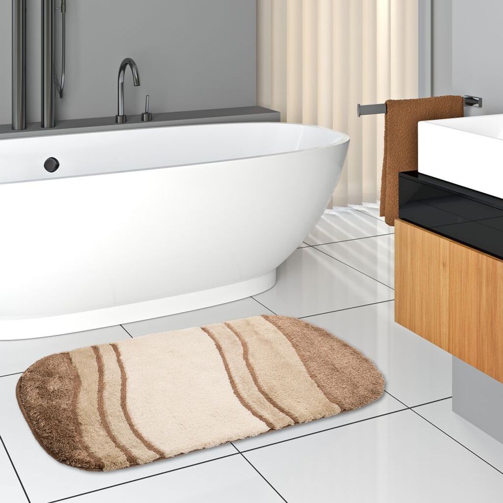 

Коврик для ванной Pacific Fiesta бежевый в 5 размерах, размер: 55х55 см. Коврик для унитаза с вырезом