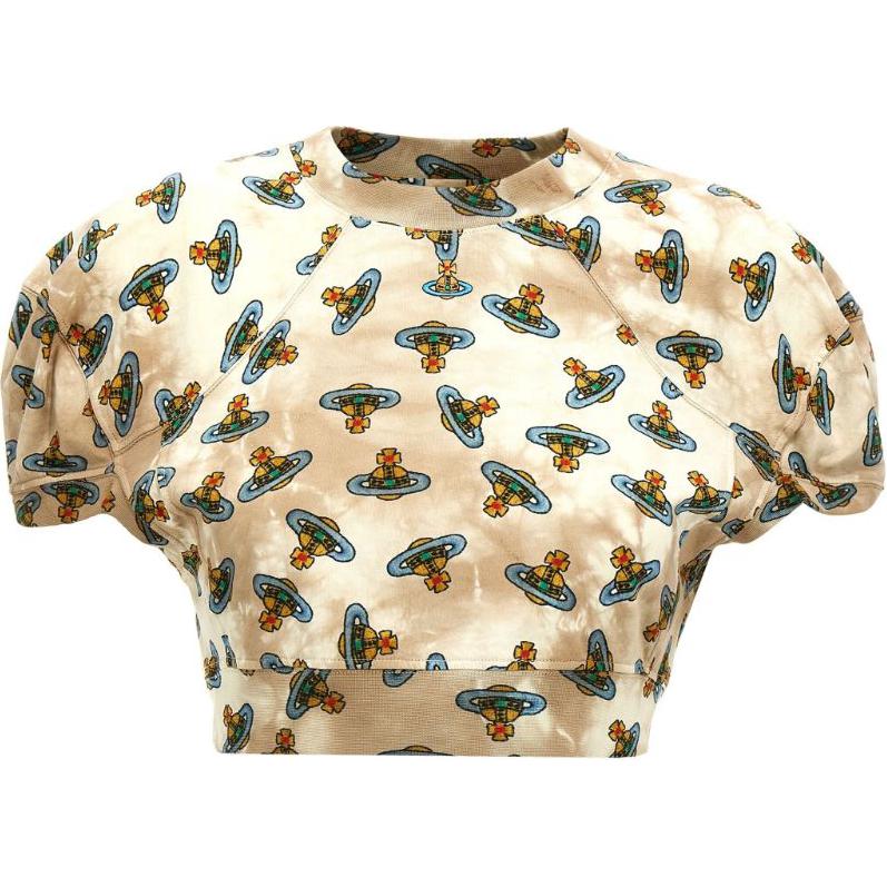 

Футболка кроп с принтом allover orb Vivienne Westwood, бежевый