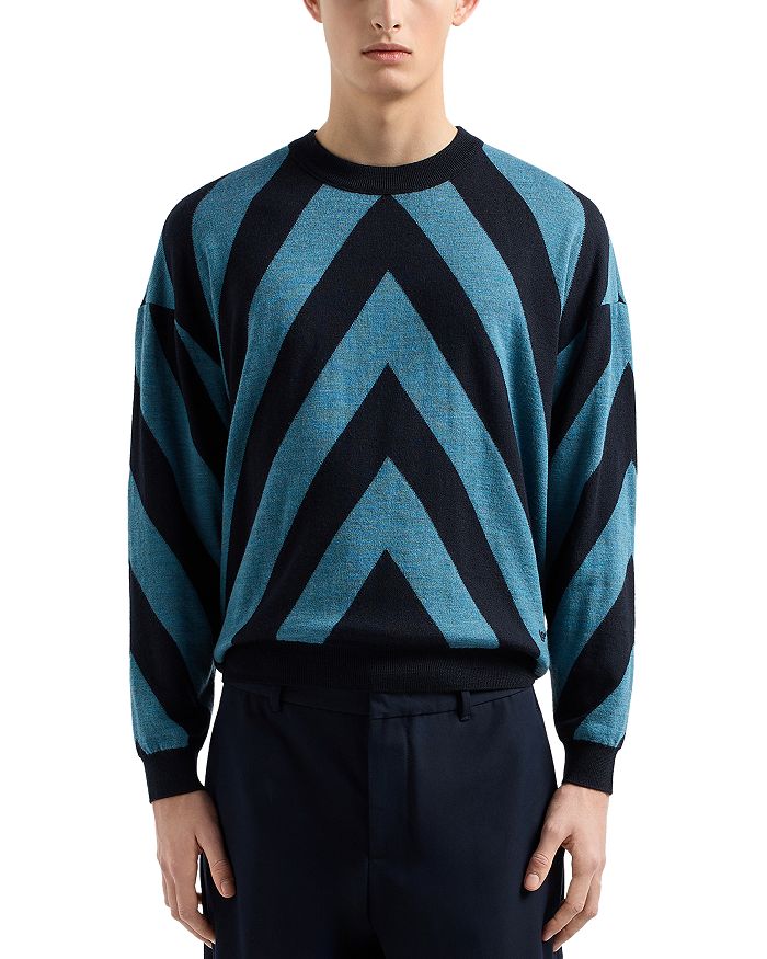 

Свитер с диагональным узором Crewneck Emporio Armani, синий